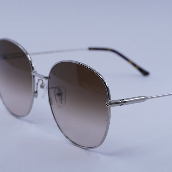 Gucci GG1416SK 002 Sunglasses Silver Round Frame, Brown Gradient Lenses - Picture 8 of 10